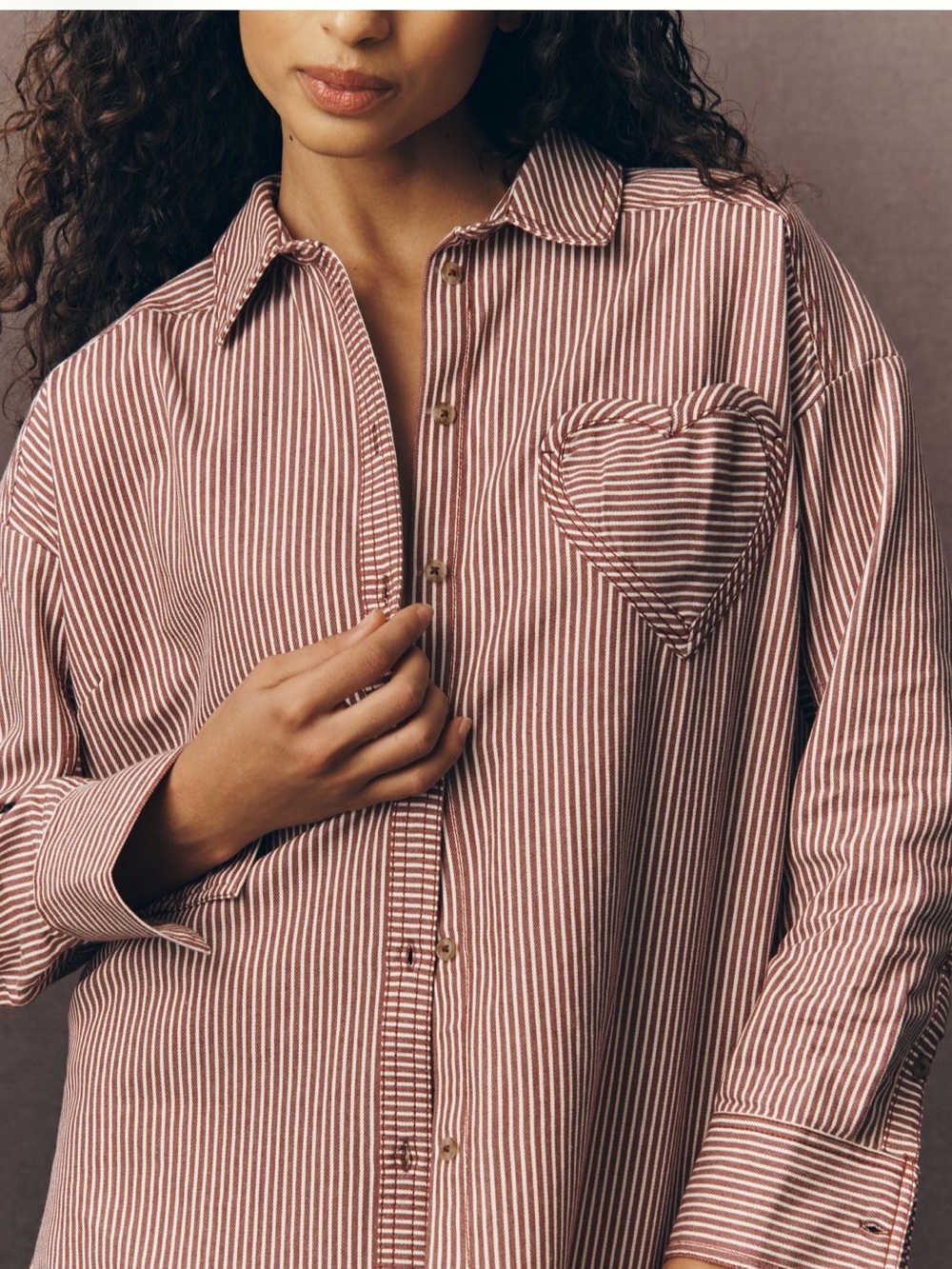 Pilcro oversized Heart Pocket Button Down Striped Short